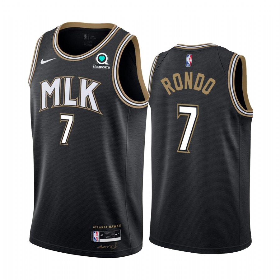Nike Hawks #7 Rajon Rondo Black NBA Swingman 2020-21 City Edition Jersey Nike Hawks #7 Rajon Rondo Black NBA Swingman 2020-21 City Edition Jersey
