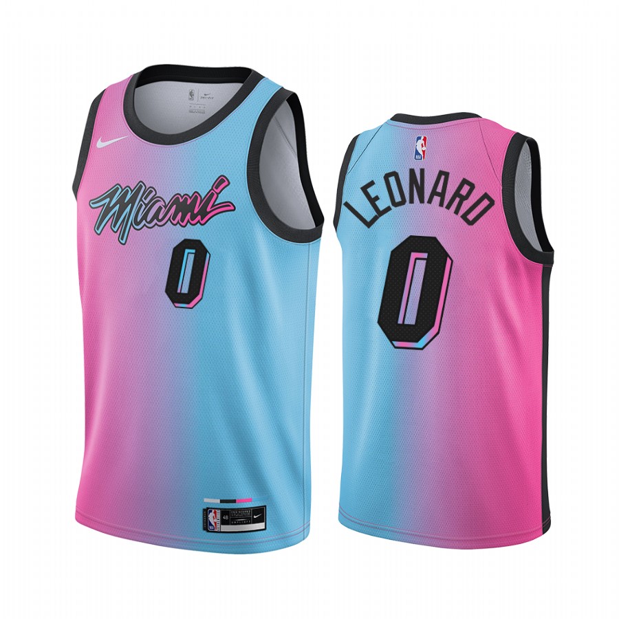 Nike Heat #0 Meyers Leonard Blue Pink NBA Swingman 2020-21 City Edition Jersey