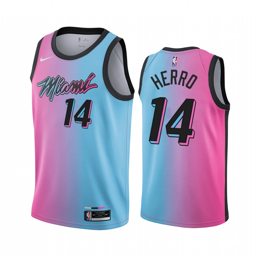 Nike Heat #14 Tyler Herro Blue Pink NBA Swingman 2020-21 City Edition Jersey
