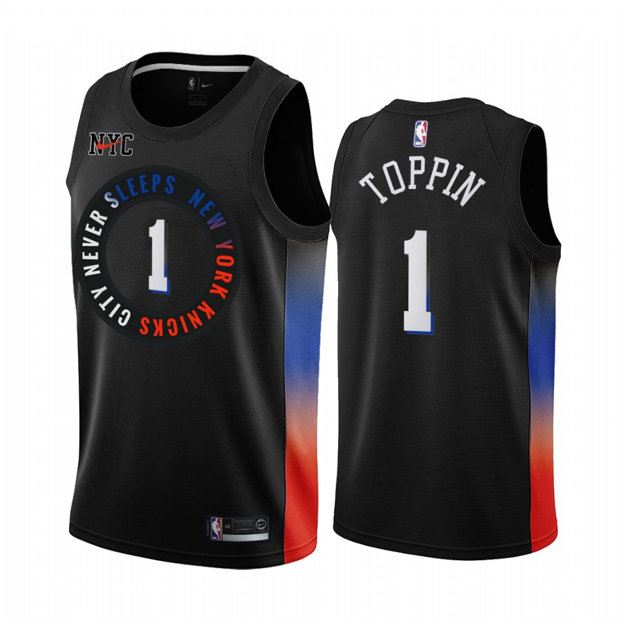 Nike Knicks #1 Obi Toppin Black NBA Swingman 2020-21 City Edition Jersey