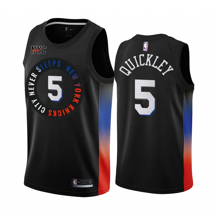 Nike Knicks #5 Immanuel Quickley Black NBA Swingman 2020-21 City Edition Jersey