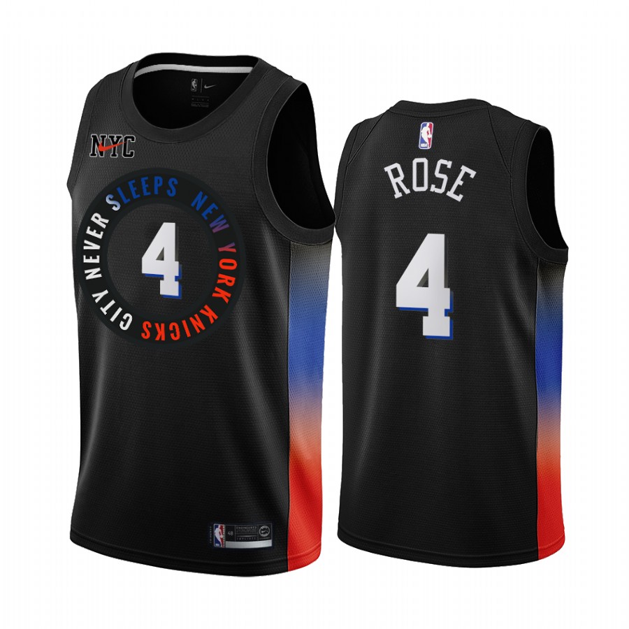Nike Knicks #4 Derrick Rose Black NBA Swingman 2020-21 City Edition Jersey