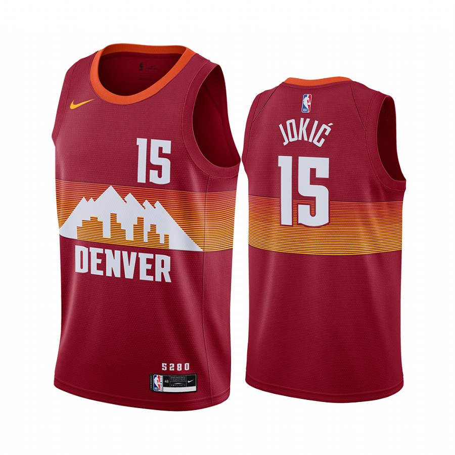 Nike Nuggets #15 Nikola Jokic Red NBA Swingman 2020-21 City Edition Jersey