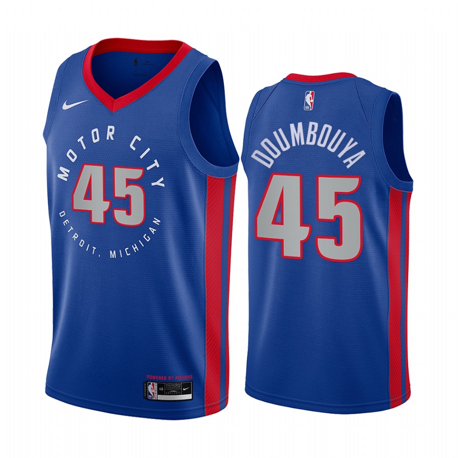 Nike Pistons #45 Sekou Doumbouya Blue NBA Swingman 2020-21 City Edition Jersey