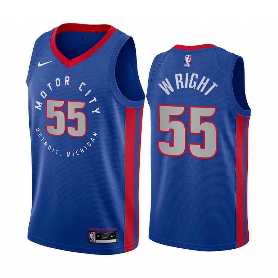 Nike Pistons #55 Delon Wright Blue NBA Swingman 2020-21 City Edition Jersey