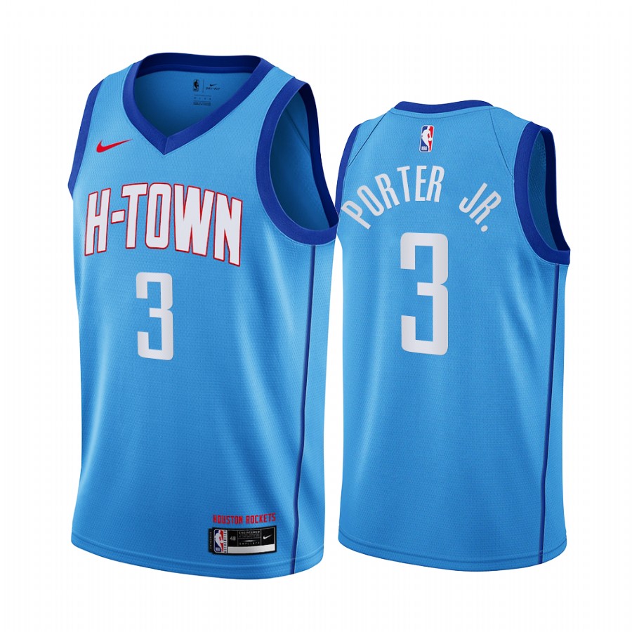 Nike Rockets #3 Kevin Porter Jr. Blue NBA Swingman 2020-21 City Edition Jersey
