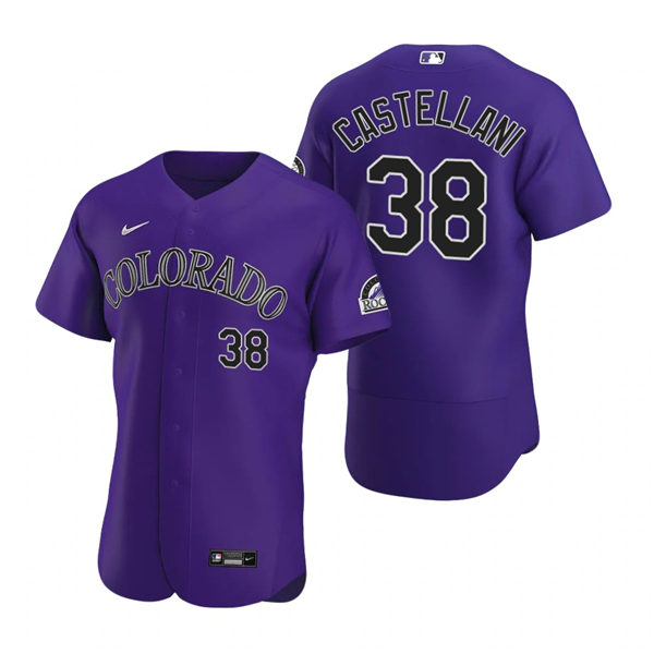 Men's Colorado Rockies #38 Ryan Castellani Nike Purple Alternate Flex Base Jersey