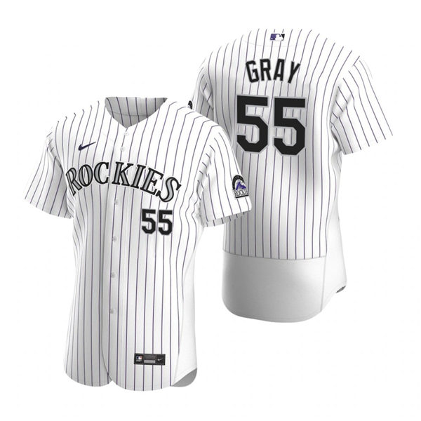 Men's Colorado Rockies #55 Jon Gray Nike White Pinstripe Home Flex Base Jersey Men's Colorado Rockies #55 Jon Gray Nike White Pinstripe Home Flex Base Jersey