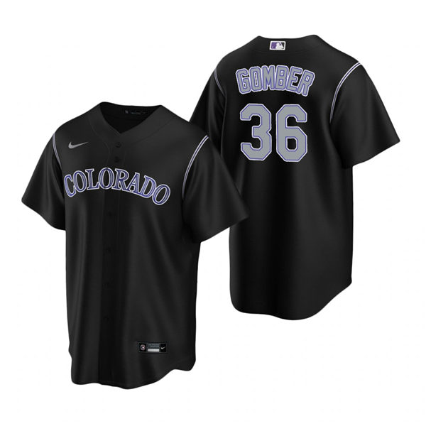 Men's Colorado Rockies #36 Austin Gomber Nike Black Replica Alternate Jersey Men's Colorado Rockies #36 Austin Gomber Nike Black Replica Alternate Jersey