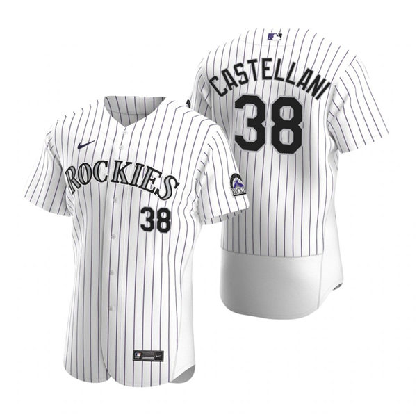 Men's Colorado Rockies #38 Ryan Castellani Nike White Pinstripe Home Flex Base Jersey