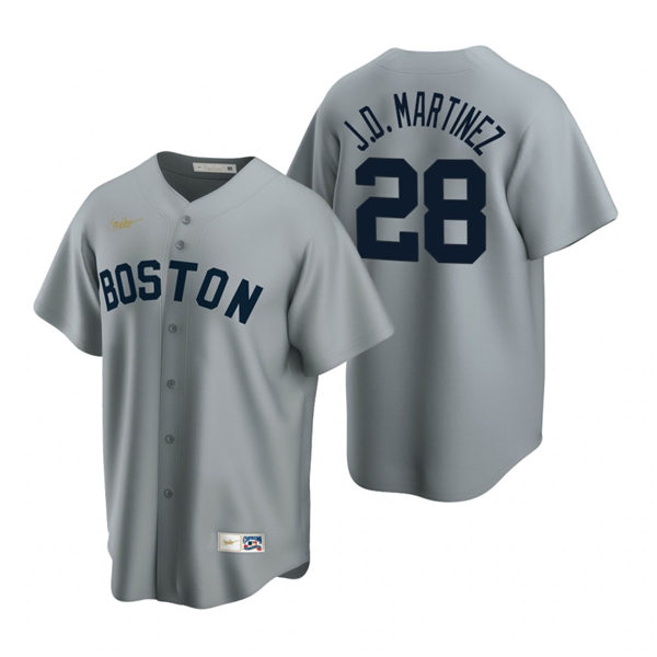 Men's Boston Red Sox #28 J.D. Martinez Nike Gray Cooperstown Collection Road Jersey