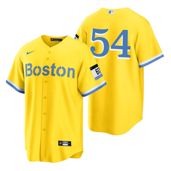 Men's Boston Red Sox #54 Martin Perez Yellow 2021 Nike MLB City Connect Jersey