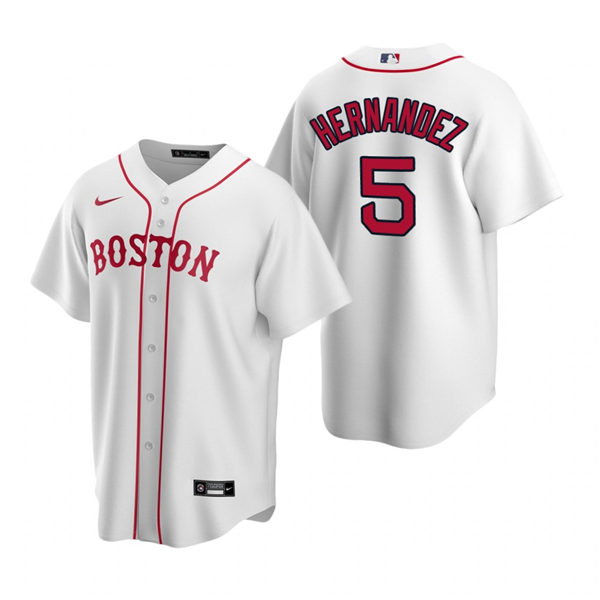 Men's Boston Red Sox #5 Kike Hernandez Nike White Alternate Boston Jersey