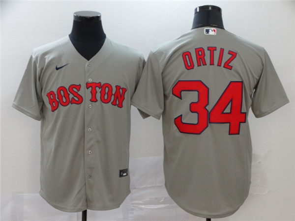 Men's Boston Red Sox Retired Player #34 David Ortiz Nike Gray Road Cool Base Jersey