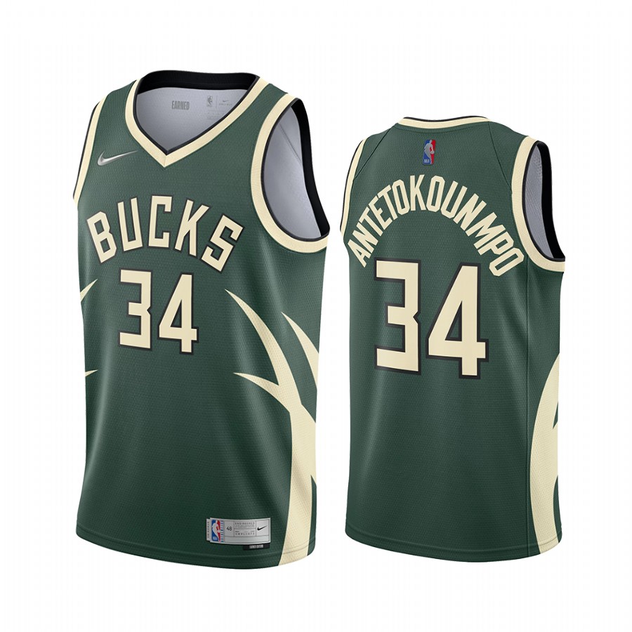 Milwaukee Bucks #34 Giannis Antetokounmpo Green NBA Swingman 2020-21 Earned Edition Jersey