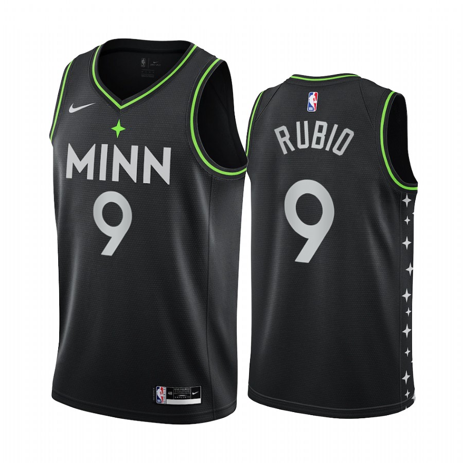 Nike Timberwolves #9 Ricky Rubio Black NBA Swingman 2020-21 City Edition Jersey