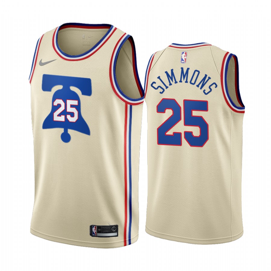 Philadelphia 76ers #25 Ben Simmons Cream NBA Swingman 2020-21 Earned Edition Jersey