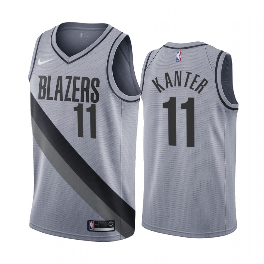 Portland Trail Blazers #11 Enes Kanter Gray NBA Swingman 2020-21 Earned Edition Jersey