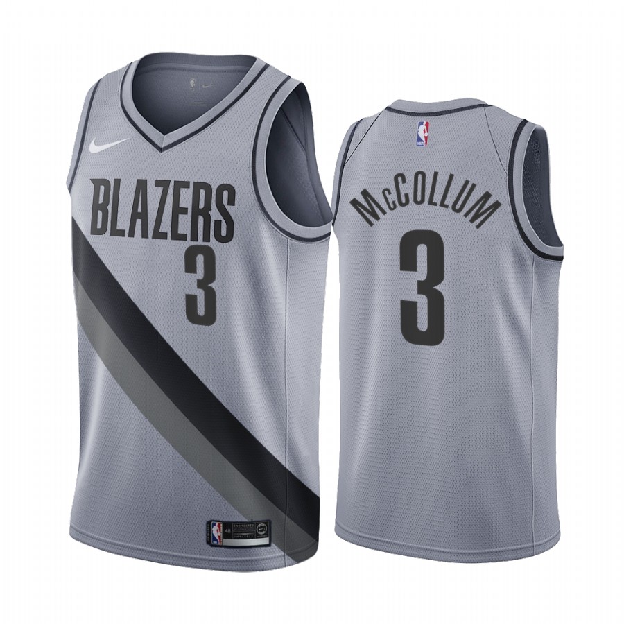 Portland Trail Blazers #3 C.J. McCollum Gray NBA Swingman 2020-21 Earned Edition Jersey