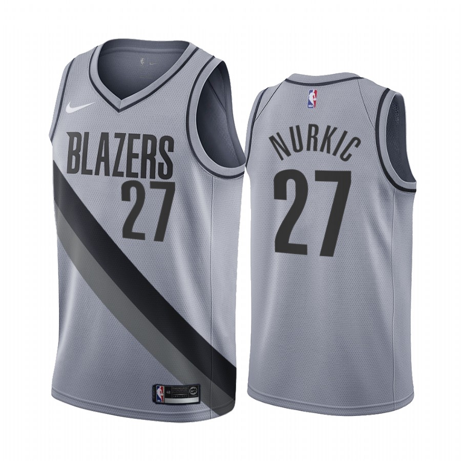Portland Trail Blazers #27 Jusuf Nurkic Gray NBA Swingman 2020-21 Earned Edition Jersey