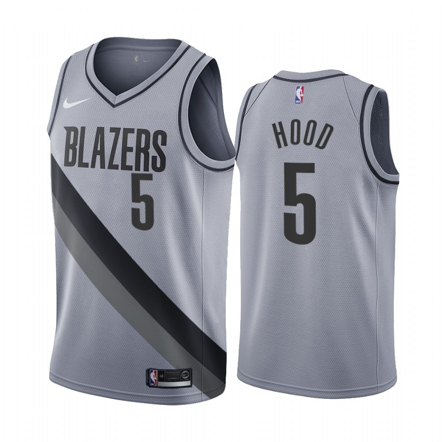 Portland Trail Blazers #5 Rodney Hood Gray NBA Swingman 2020-21 Earned Edition Jersey