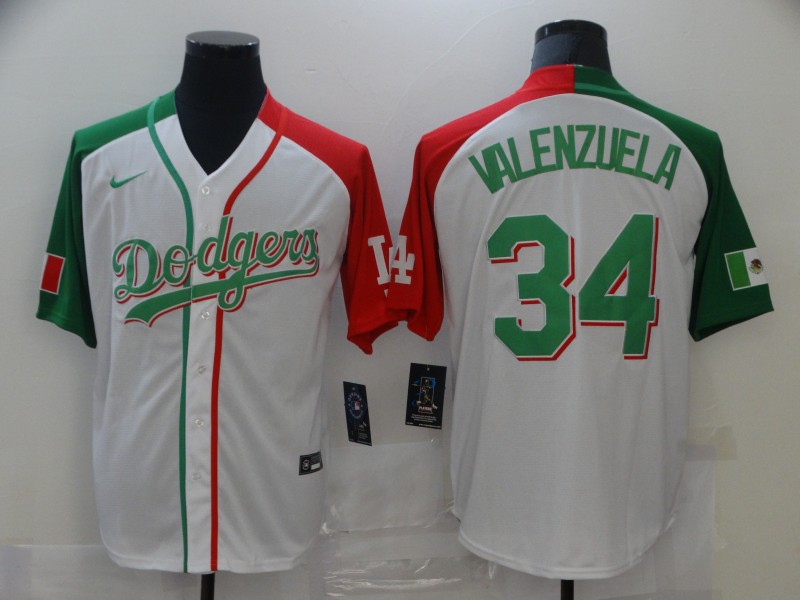 Men's Los Angeles Dodgers #34 Fernando Valenzuela Nike White Mexican Heritage Culture Night Cool Base Jersey Men's Los Angeles Dodgers #34 Fernando Valenzuela Nike White Mexican Heritage Culture Night Cool Base Jersey