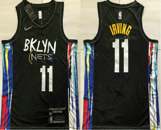 Men's Brooklyn Nets #11 Kyrie Irving NEW Black 2021 City Edition AU Stitched NBA Jersey
