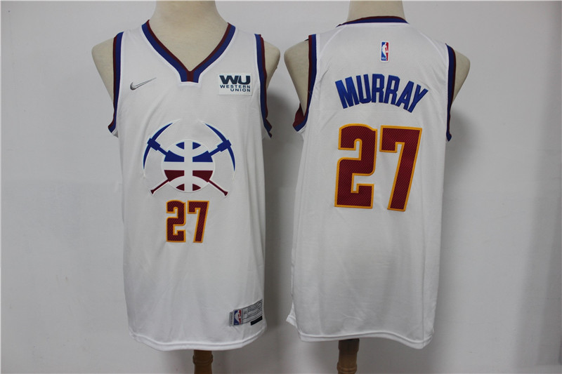 Men's Denver Nuggets #27 Jamal Murray White Nike Swingman 2021 Earned Edition Stitched Jersey With Sponsor Logo