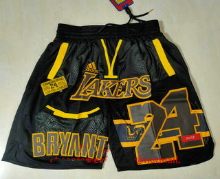 Men's Los Angeles Lakers #24 Kobe Bryant Black Golden Retired Commemorative Soul Swingman Shorts