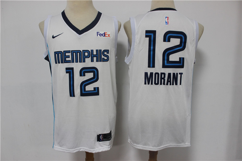 Men's Memphis Grizzlies #12 Ja Morant White 2019 Nike Swingman Stitched NBA Jersey With The Sponsor Logo