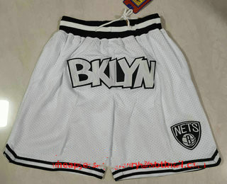 Men's Brooklyn Nets White Just Don Swingman Throwback Shorts