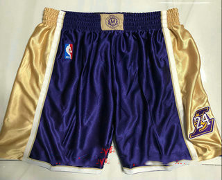 Men's Los Angeles Lakers #8 #24 Kobe Bryant Purple 1996-2016 The Hall of Fame Throwback Shorts