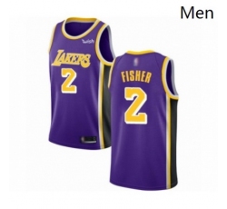 Mens Los Angeles Lakers 2 Derek Fisher Authentic Purple Basketball Jerseys Icon Edition