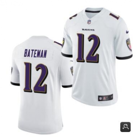 Men's Baltimore Ravens #12 Rashod Bateman Nike White Vapor Untouchable Limited Jersey Men's Baltimore Ravens #12 Rashod Bateman Nike White Vapor Untouchable Limited Jersey