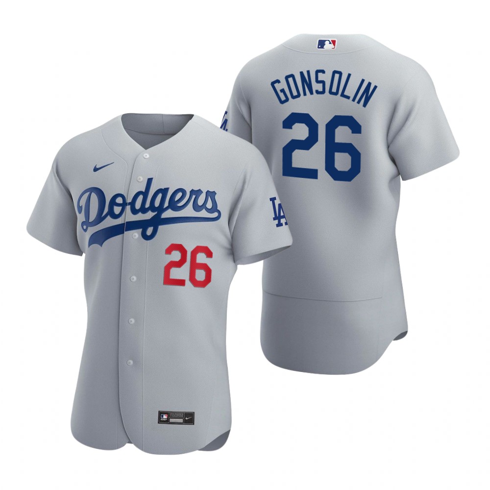 Men's Los Angeles Dodgers #26 Tony Gonsolin Nike Gray Alternate Flex Base Jersey