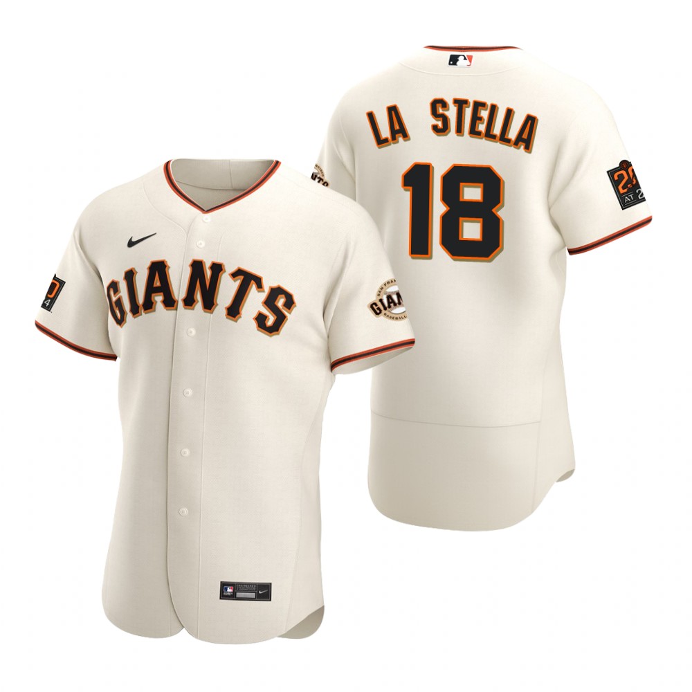 Men's San Francisco Giants #18 Tommy La Stella Nike Cream Home Flexbase Jersey
