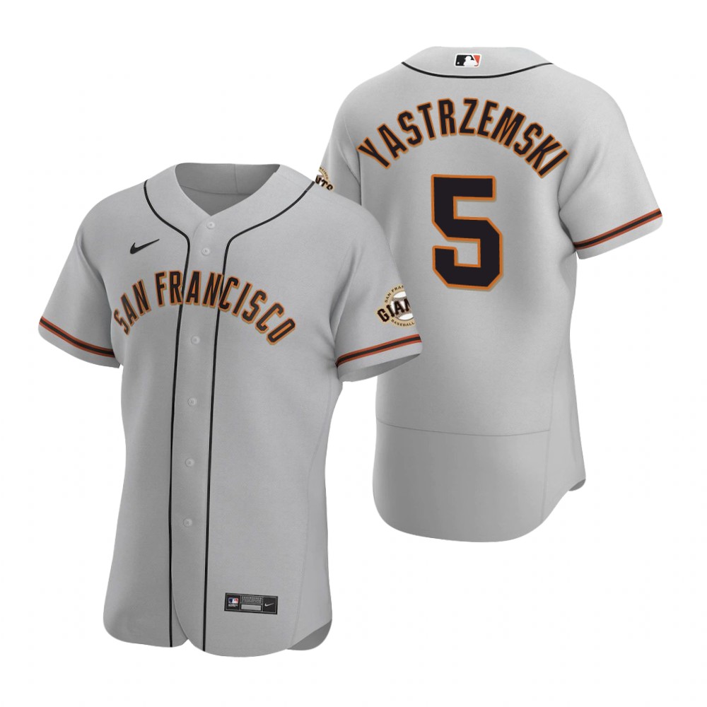 Men's San Francisco Giants #5 Mike Yastrzemski Nike Grey Road Flexbase Jersey