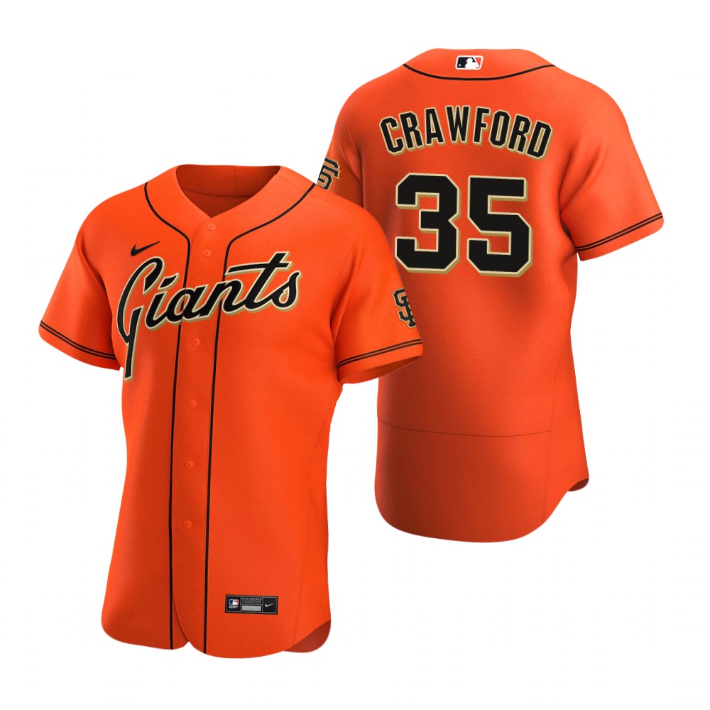 Men's San Francisco Giants #35 Brandon Crawford Nike Orange Alternate Flexbase Jersey