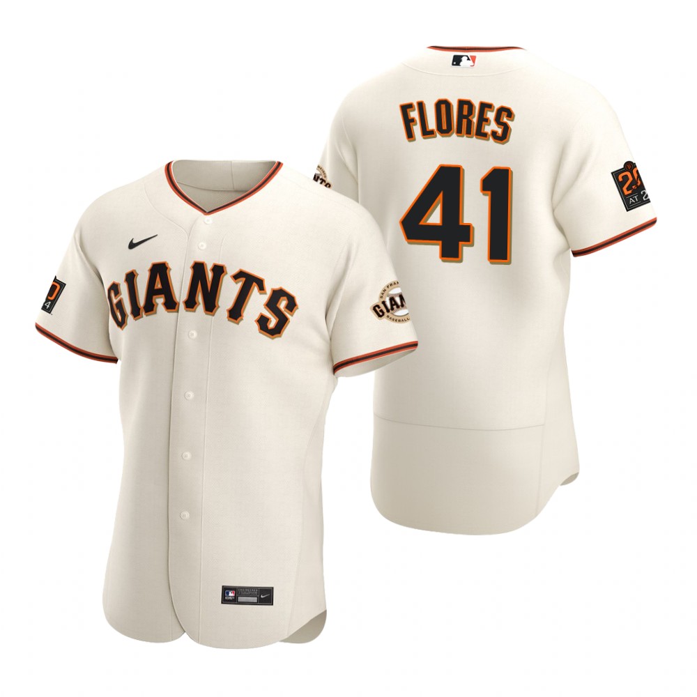 Men's San Francisco Giants #41 Wilmer Flores Nike Cream Home Flexbase Jersey