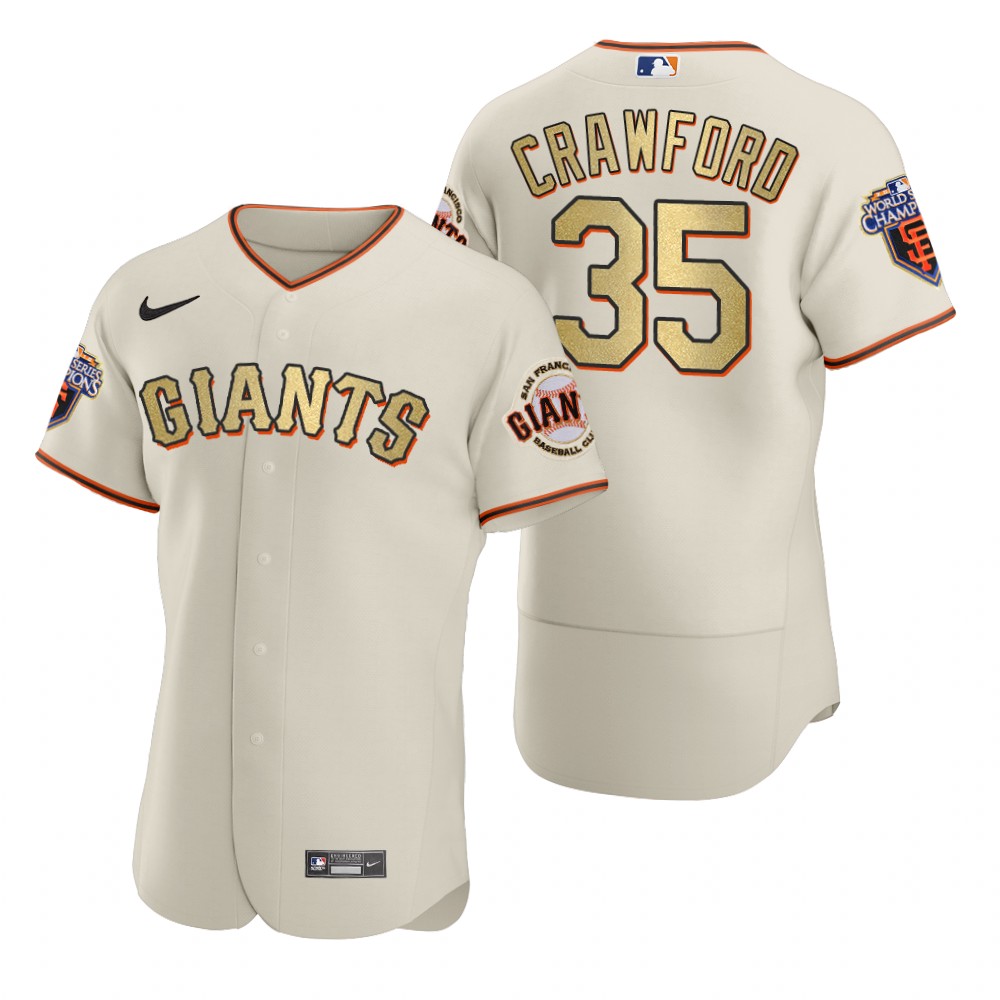 Men's San Francisco Giants #35 Brandon Crawford Nike Cream Gold 2010 World Series Champions Jersey Men's San Francisco Giants #35 Brandon Crawford Nike Cream Gold 2010 World Series Champions Jersey