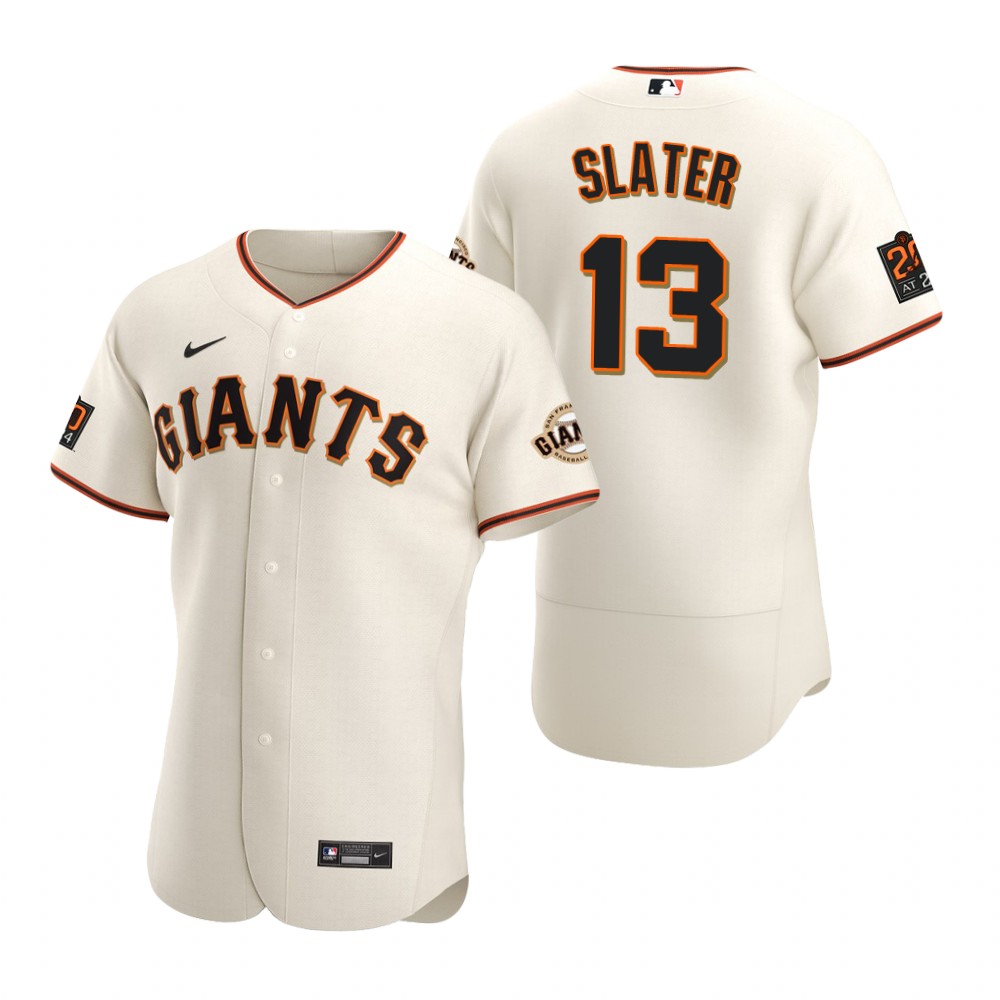 Men's San Francisco Giants #13 Austin Slater Nike Cream Home Flexbase Jersey