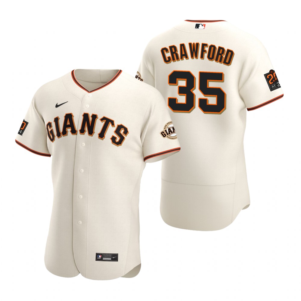 Men's San Francisco Giants #35 Brandon Crawford Nike Cream Home Flexbase Jersey