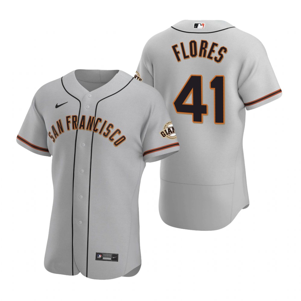 Men's San Francisco Giants #41 Wilmer Flores Nike Grey Road Flexbase Jersey