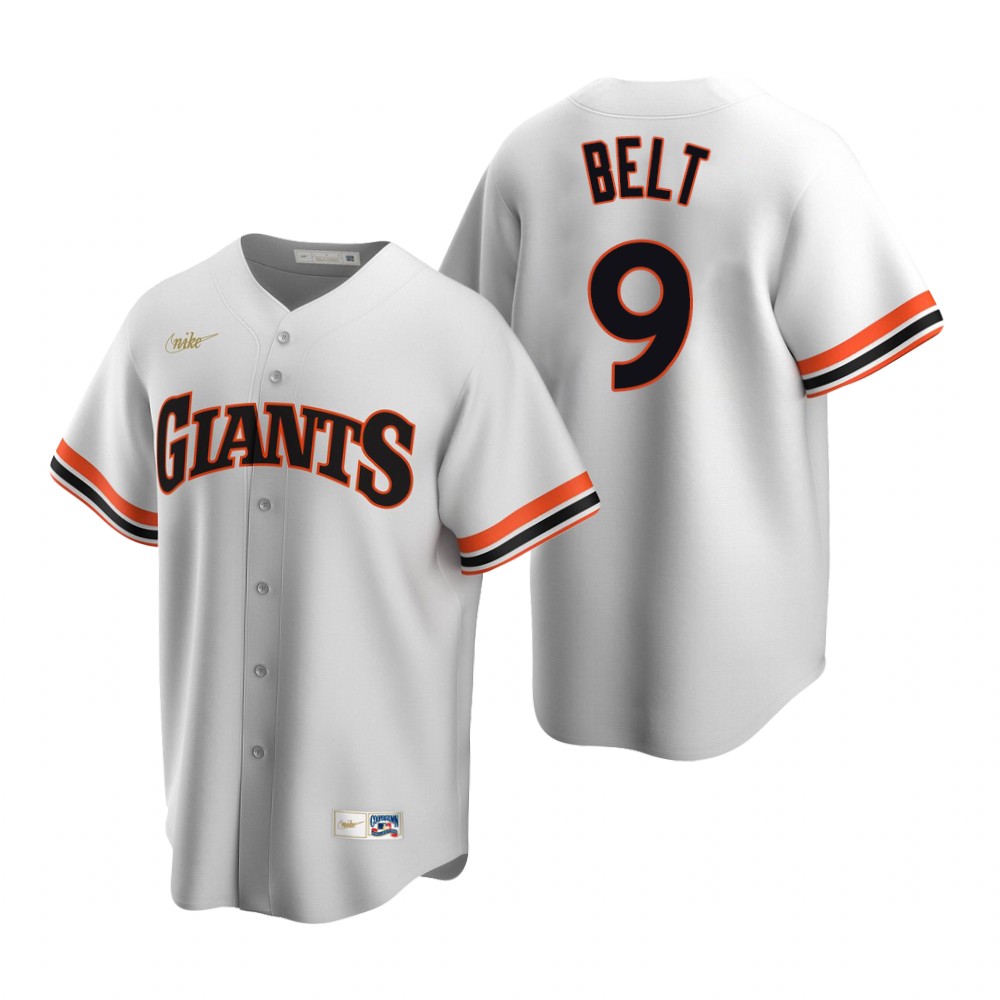 Men's San Francisco Giants #9 Brandon Belt Nike Home White Cooperstown Collection Jersey