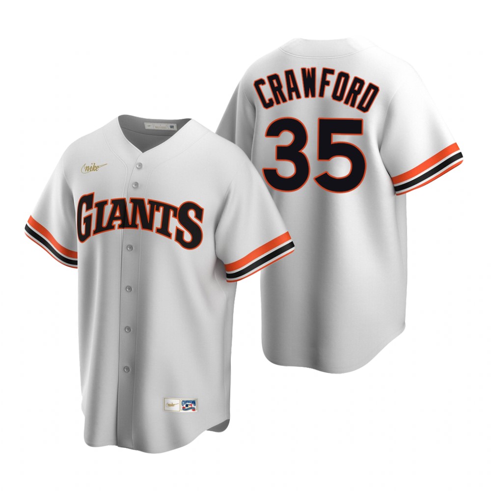 Men's San Francisco Giants #35 Brandon Crawford Nike Home White Cooperstown Collection Jersey