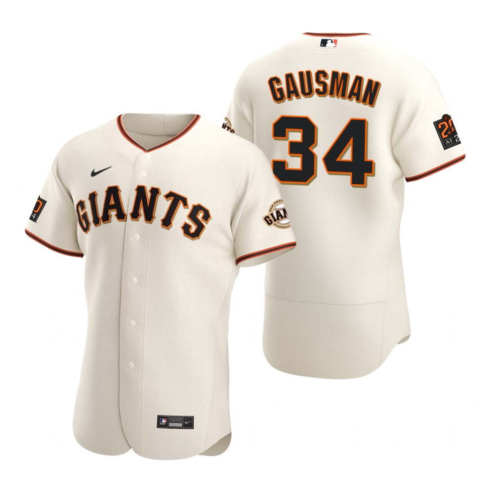 Men's San Francisco Giants #34 Kevin Gausman Nike Cream Home Flexbase Jersey
