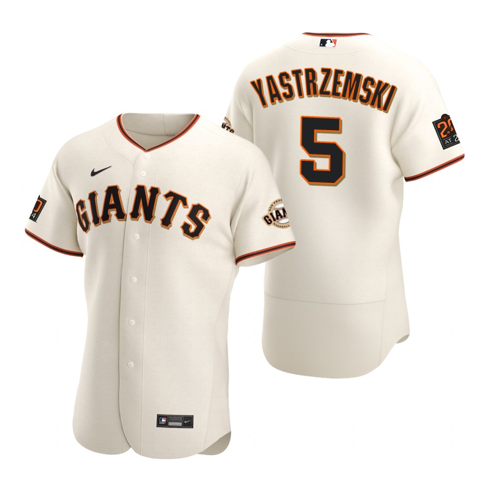 Men's San Francisco Giants #5 Mike Yastrzemski Nike Cream Home Flexbase Jersey