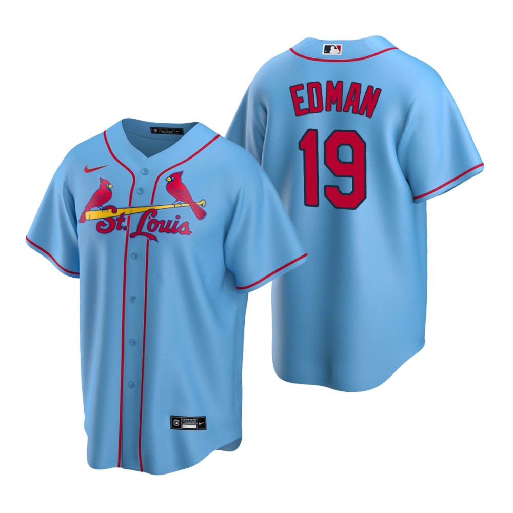 Men's St. Louis Cardinals #19 Tommy Edman Nike Blue Alternate Cool base Jersey
