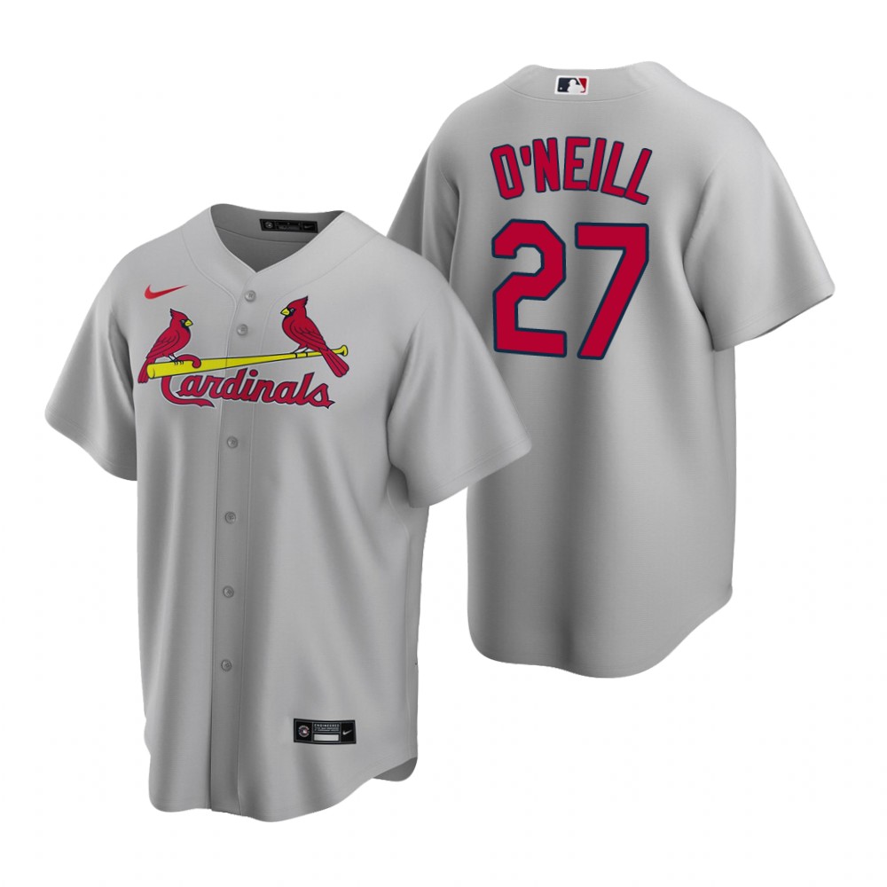 Men's St. Louis Cardinals #27 Tyler O'Neill Nike Gray Road Cool Base Jersey