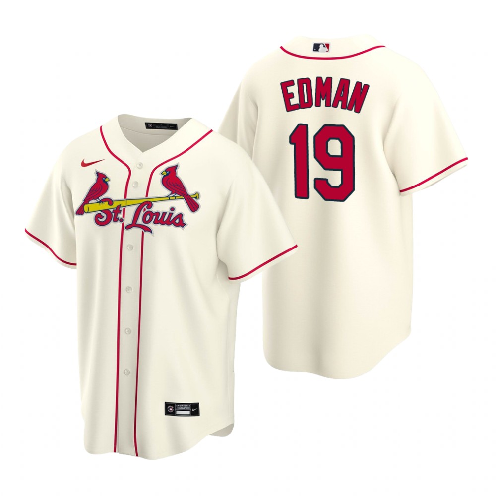 Men's St. Louis Cardinals #19 Tommy Edman Nike Cream Alternate Cool base Jersey